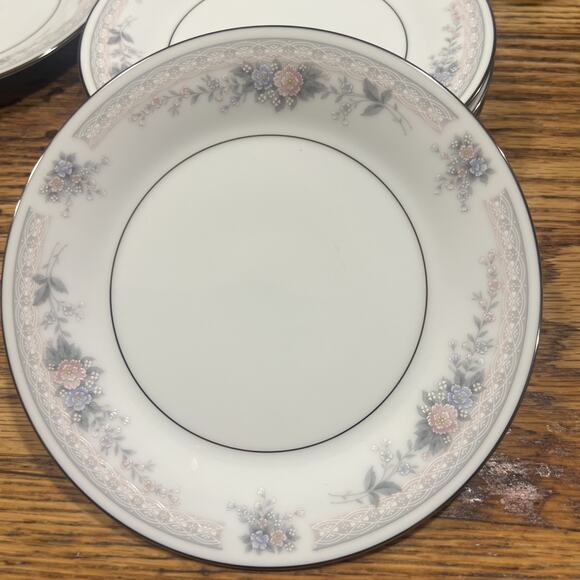 Noritake Bridal Waltz Bread Plates SET Of 9 VTG 6.25" 4109 Pink Blue Floral EXC! - Picture 10 of 14
